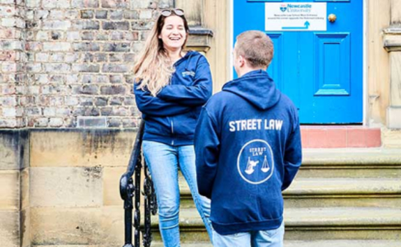 Two students working on the Street Law project 